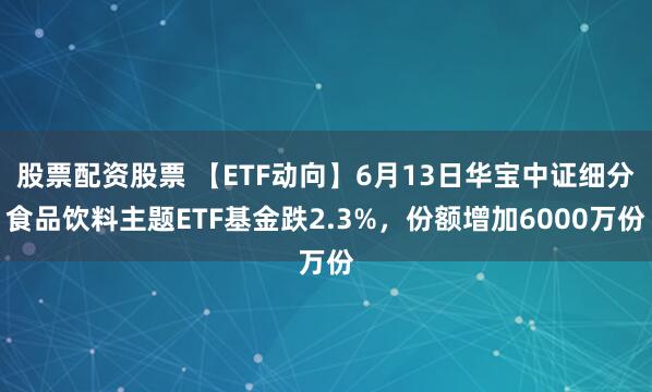 股票配资股票 【ETF动向】6月13日华宝中证细分食品饮料主题ETF基金跌2.3%，份额增加6000万份