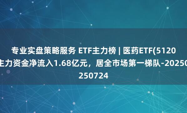 专业实盘策略服务 ETF主力榜 | 医药ETF(512010)主力资金净流入1.68亿元，居全市场第一梯队-20250724